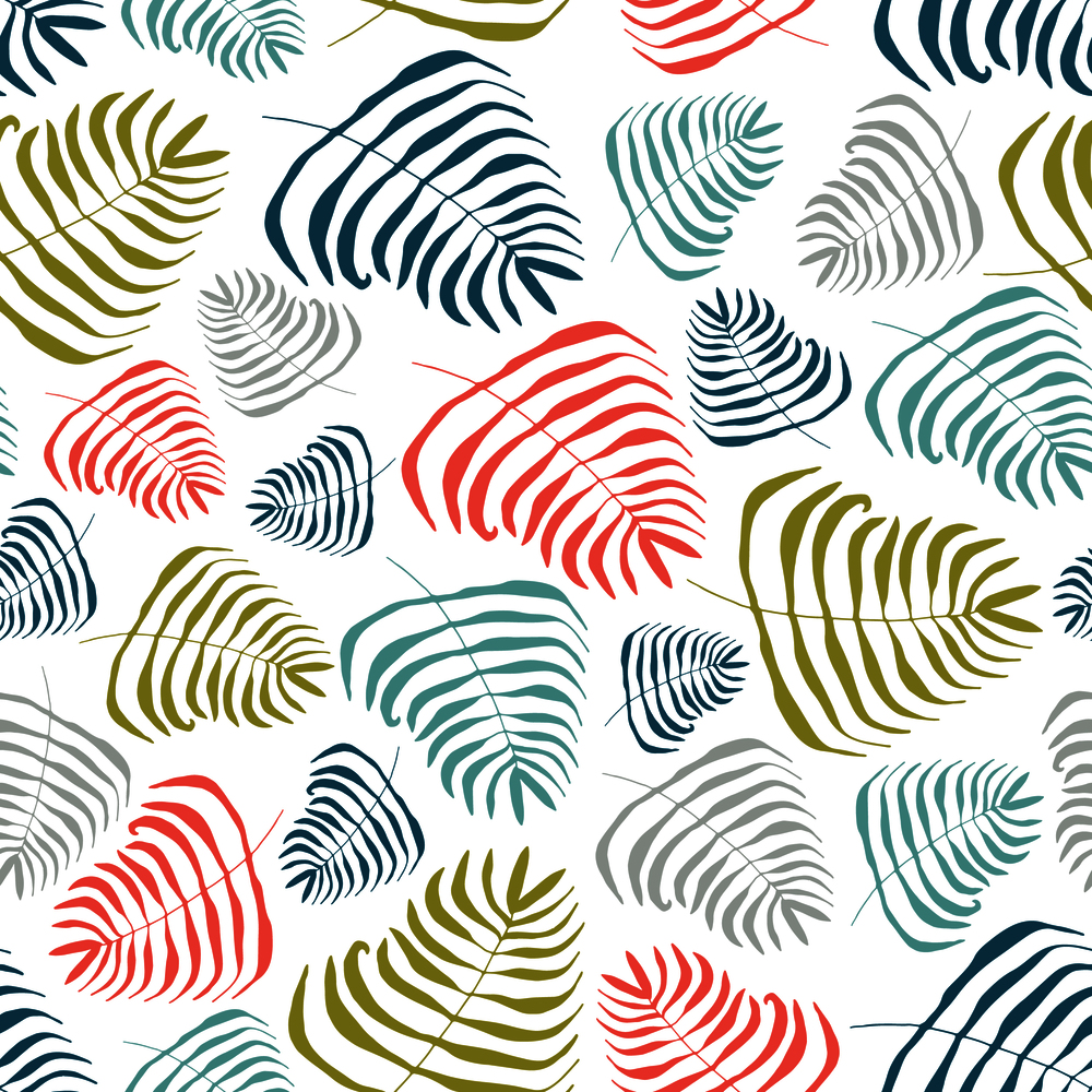 seamless vector repeat pattern of hand-drawn fern motifs