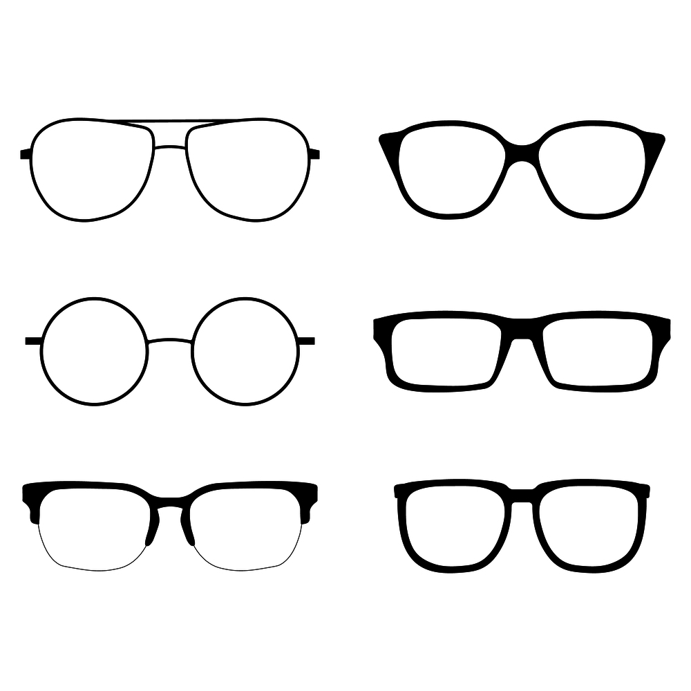Glasses icons set isolated on white background