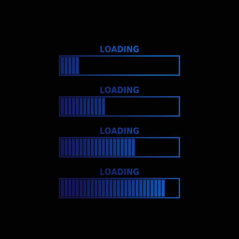 Loading bar icon set in gradient. Vector. Loading bar icon set