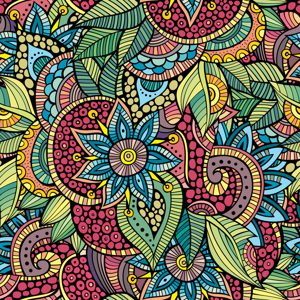 Doodles art decorative floral ornamental seamless pattern. Doodles decorative floral ornamental seamless pattern