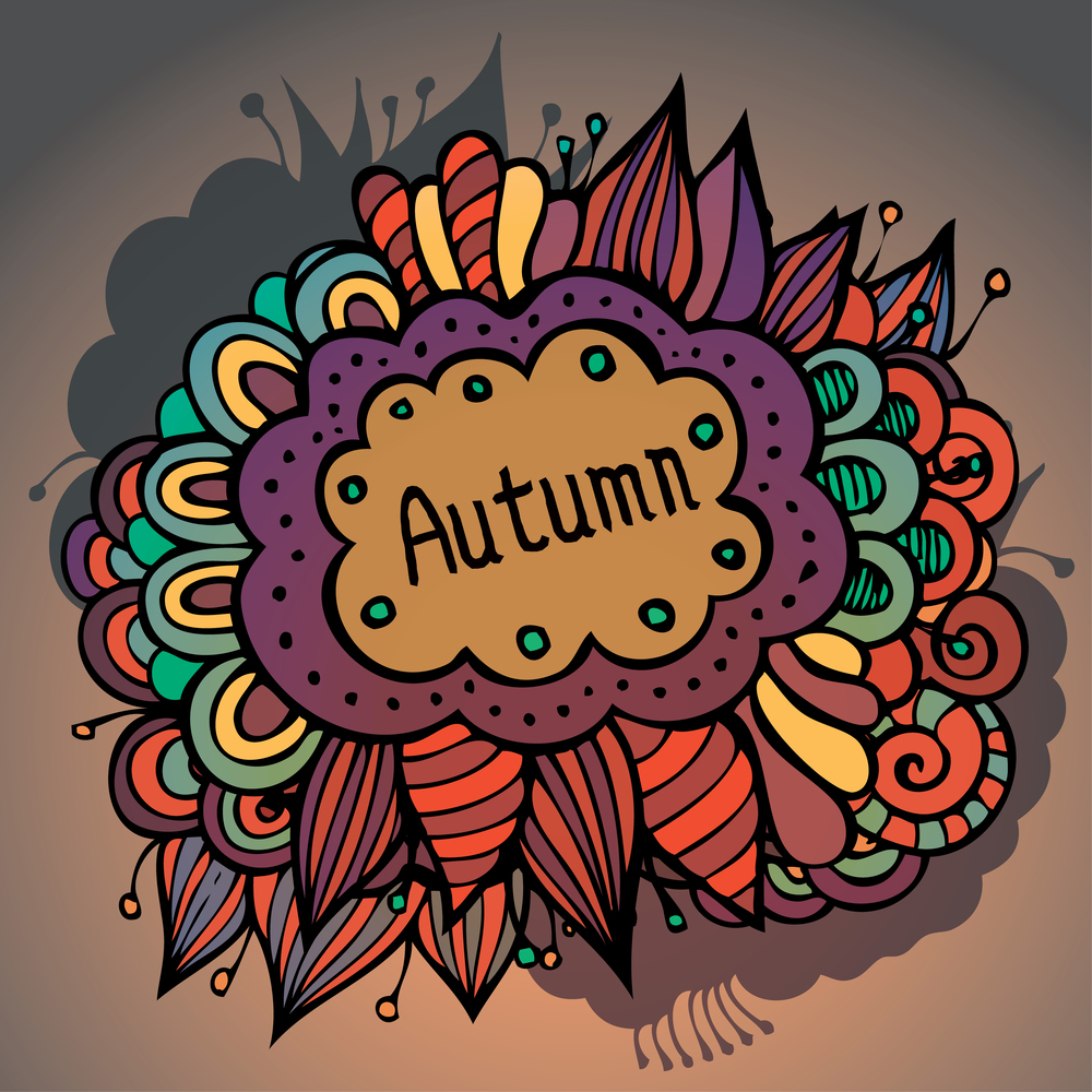 Vector  abstract autumn floral and leaves card design