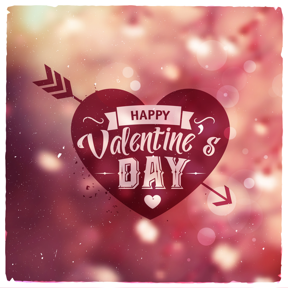 Happy Valentines Day. Creative graphic message for You design.Vector blurred background
