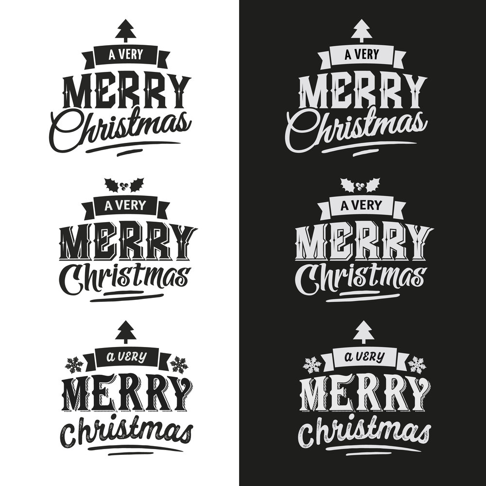 Christmas hand lettering Set Of Typographic Design. Christmas Set Of Typographic Design