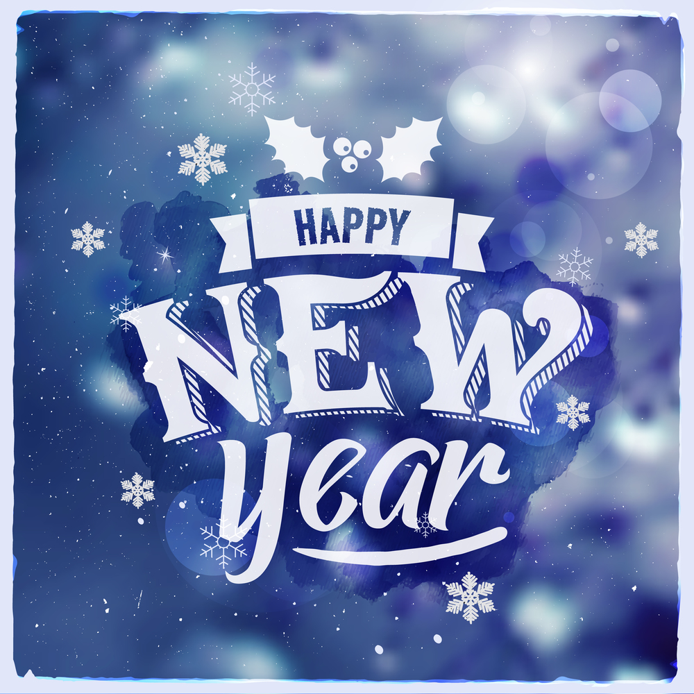 Happy New Year. Creative graphic message for winter design.Vector blurred background. Happy New Year. Creative graphic message for winter design