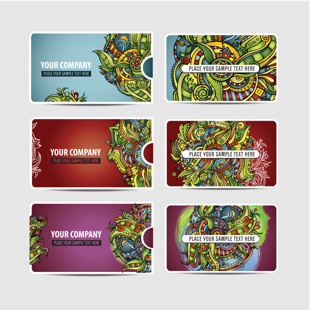 Vector Decorative ornamental ethnic business cards set