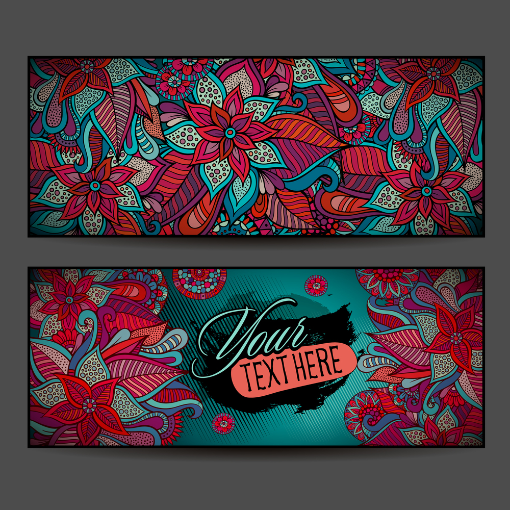 Abstract vector decorative floral ornamental backgrounds. Series of image Template frame design for card.