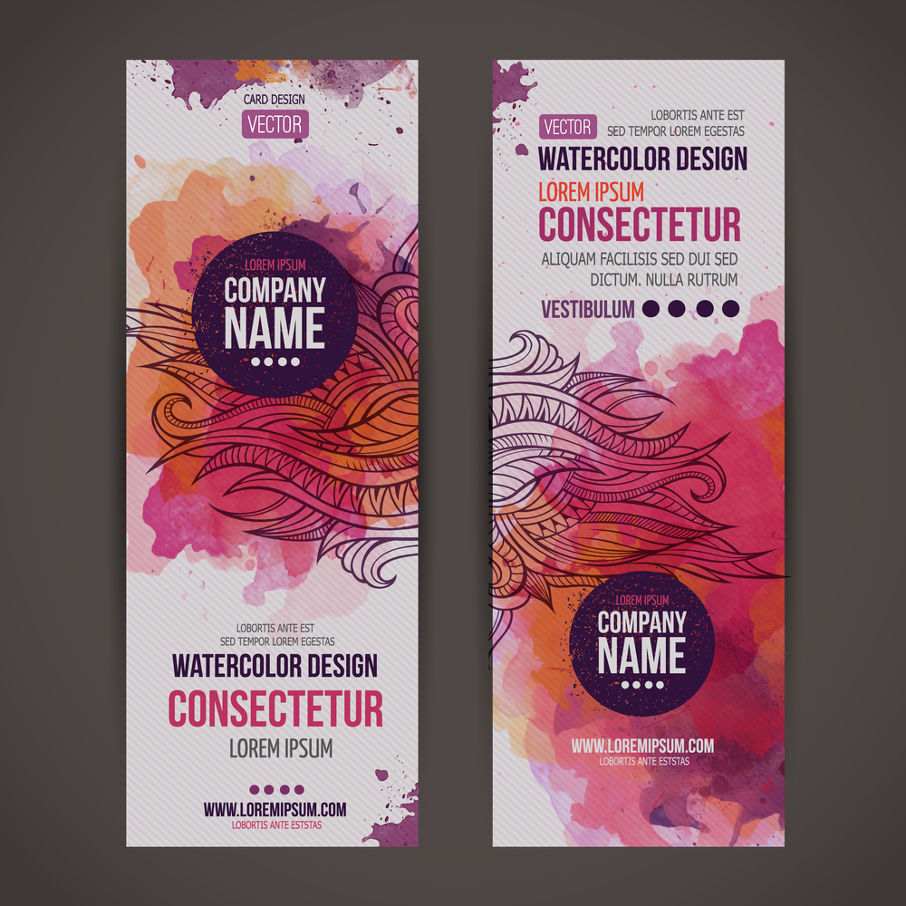 Vector template banners with watercolor paint abstract background. Vector watercolor baners