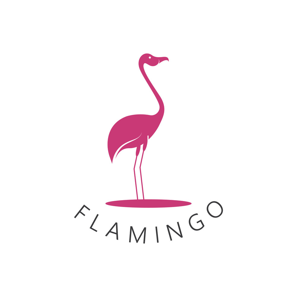 Flamingo bird  logo design concept template vector icon