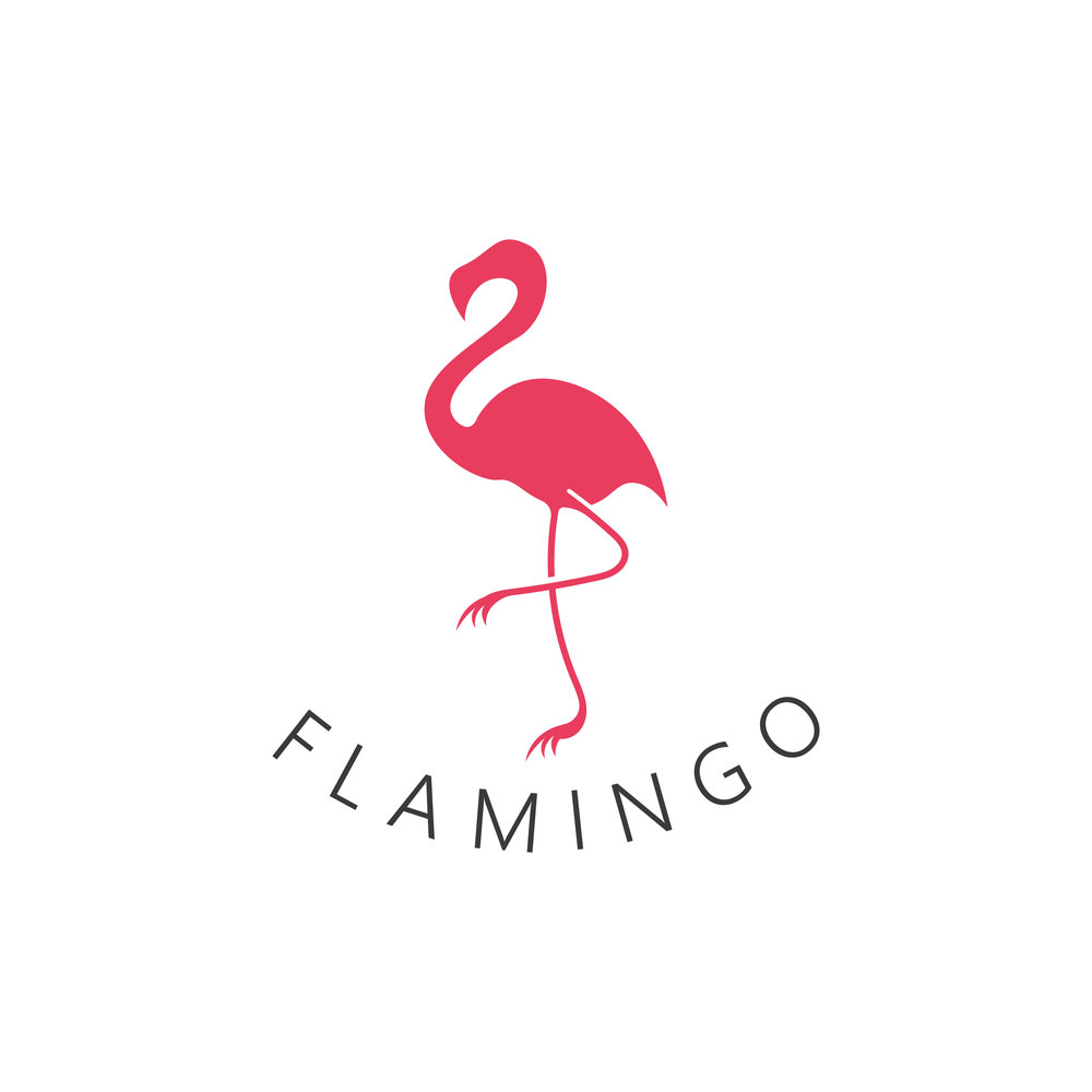 Flamingo bird  logo design concept template vector icon