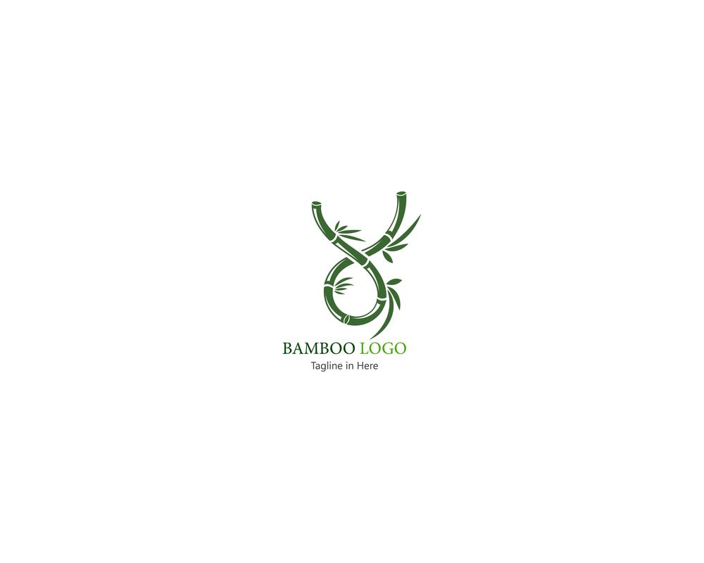 Bamboo with green leaf concept inspirated  logo template