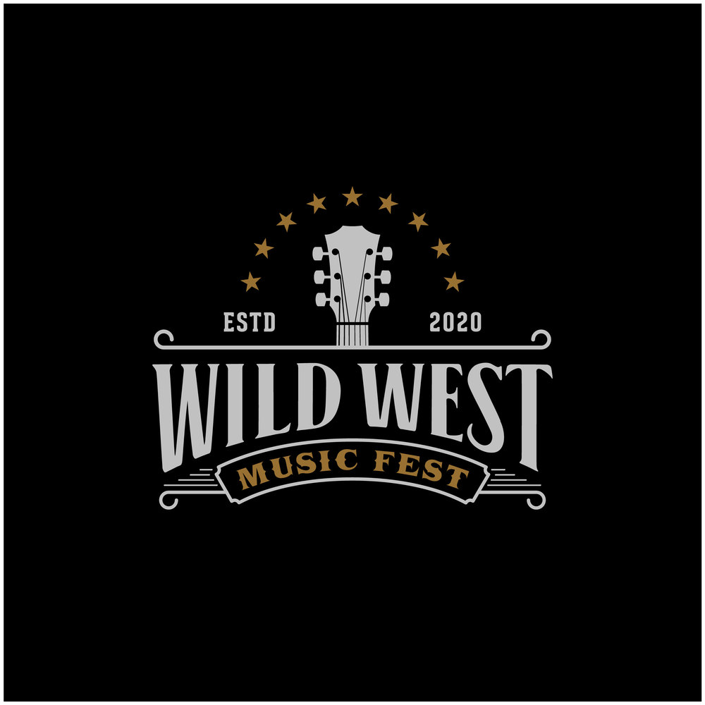 Country Guitar Music Western Vintage Retro Saloon Bar Cowboy logo design