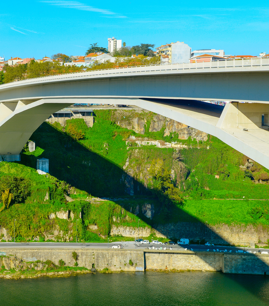 Arrabida Bridge by Douro river in Porto, Portugal