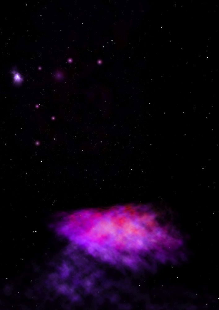 Far being shone nebula and star field against space. "Elements of this image furnished by NASA". 3D rendering.. Being shone nebula and star field. 3D rendering