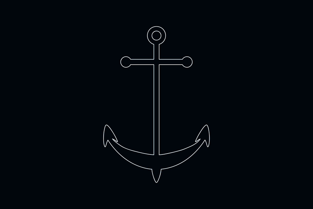 Line drawing vector of an anchor icon on blue