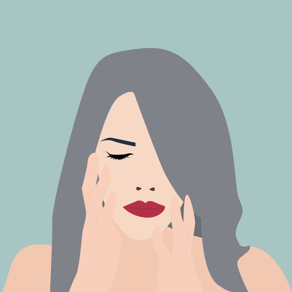 Girl with closed eyes, illustration, vector on white background.