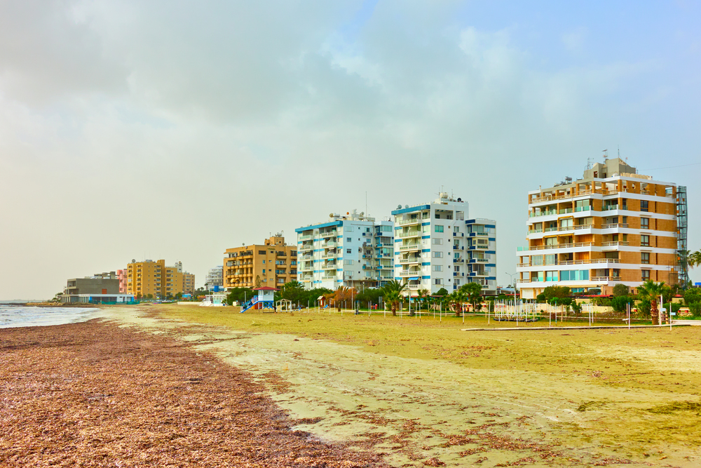 Residental district on seashore in Larnaca, Cyprus