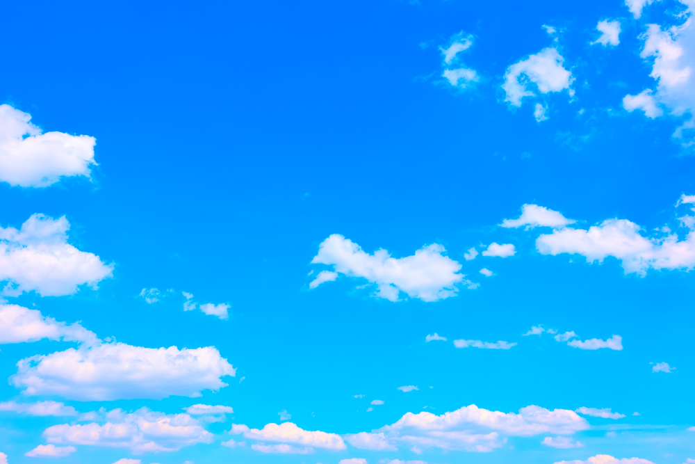 Blue sky with white clouds, may be used as background