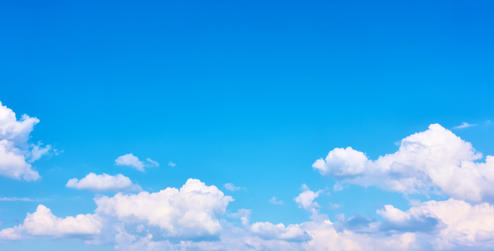 Panoramic view of the blue sky with white clouds - background