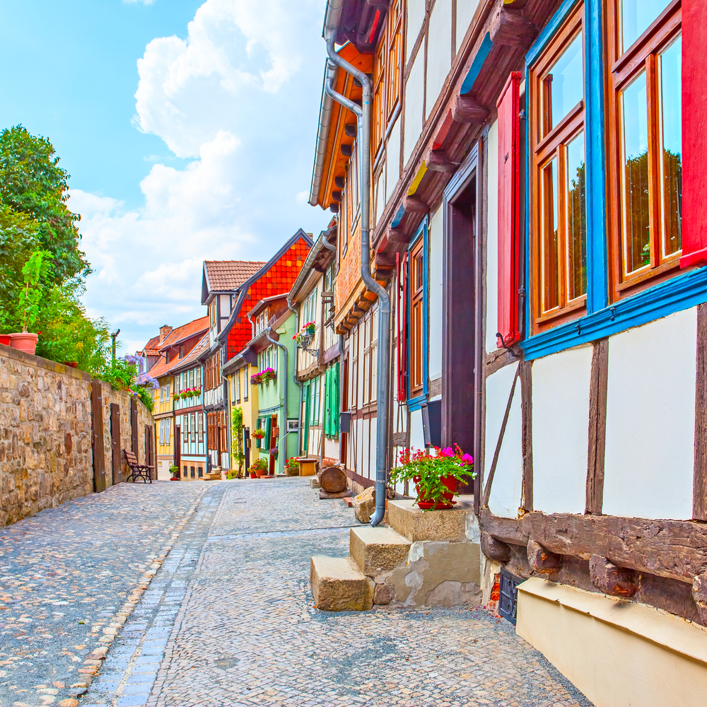 Picturesque old street in small town Germany