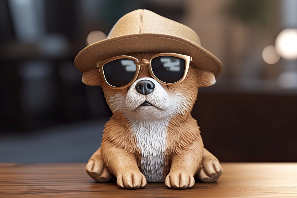 Funny cool dog wearing sunglasses. Generative AI
