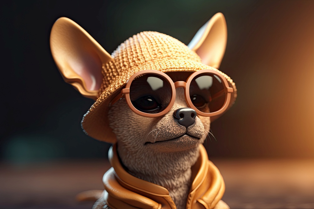 Funny cool dog wearing sunglasses. Generative AI