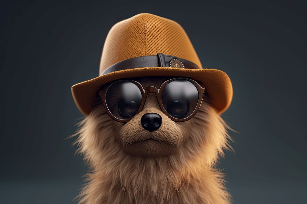 Funny cool dog wearing sunglasses. Generative AI