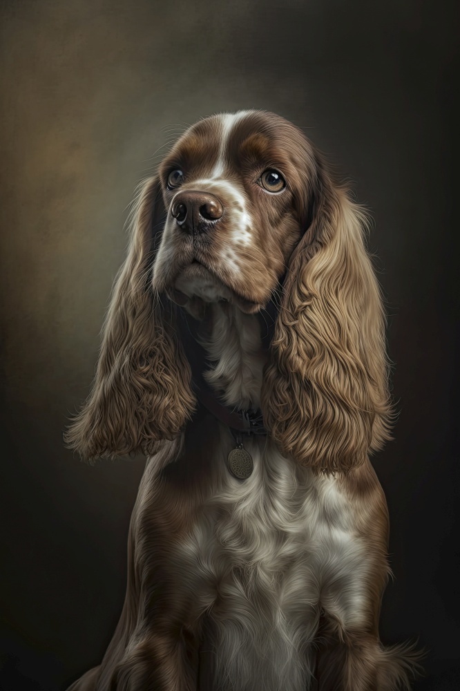 Generative AI illustration studio portrait style image of Cocker Spaniel pedigree pet dog breed