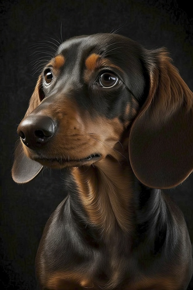 Generative AI illustration studio portrait style image of Dachshund pedigree pet dog breed
