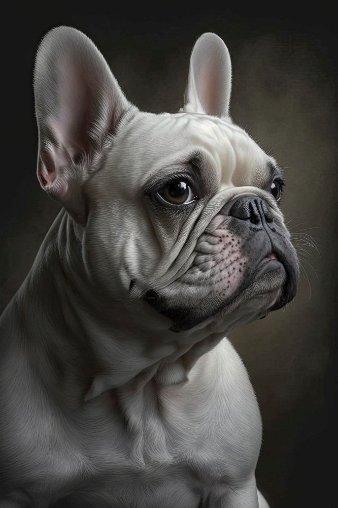 Generative AI illustration studio portrait style image of French Bulldog pedigree pet dog breed