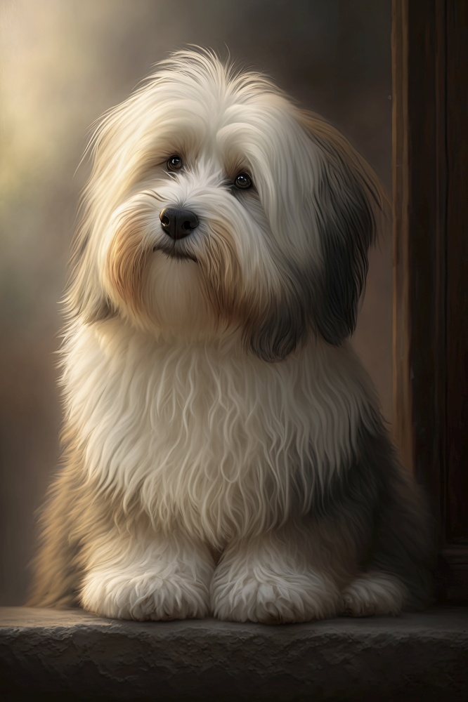 Generative AI illustration studio portrait style image of Havanese pedigree pet dog breed