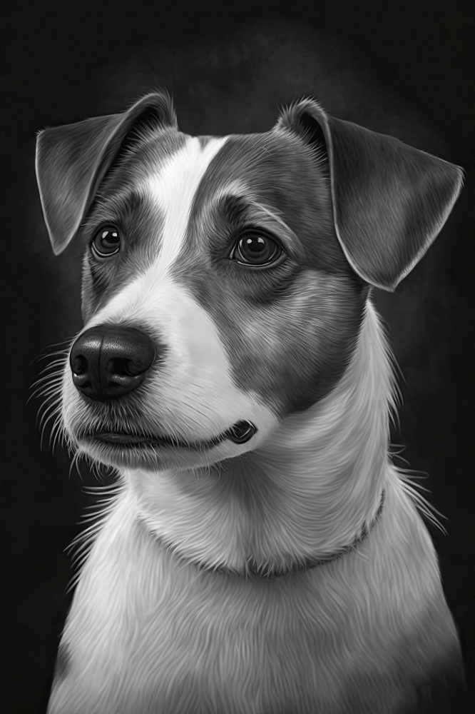 Generative AI illustration studio portrait style image of Jack Russell pedigree pet dog breed