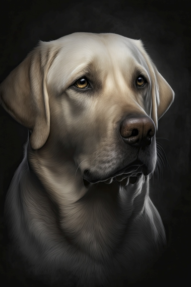 Generative AI illustration studio portrait style image of Labrador pedigree pet dog breed