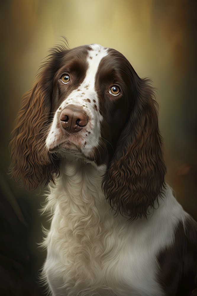 Generative AI illustration studio portrait style image of Springer Spaniel pedigree pet dog breed