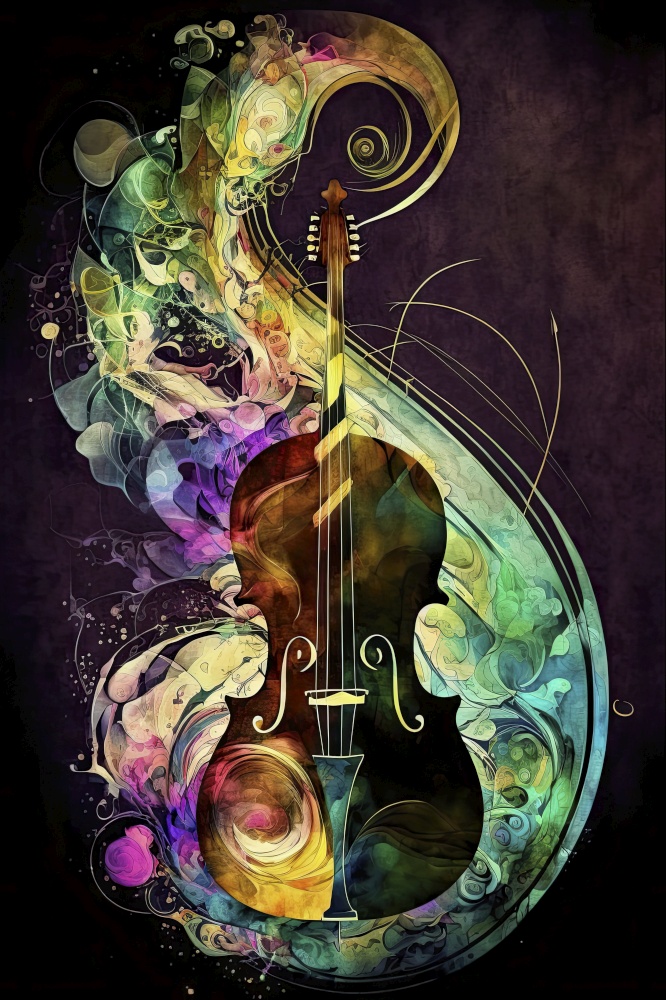 Generative AI illustration of abstract musical passion poster depicting the passion and love of music