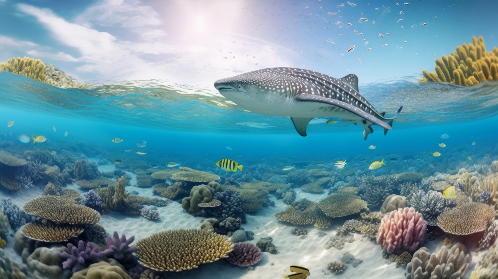 Coral reef background. Illustration Generative AI