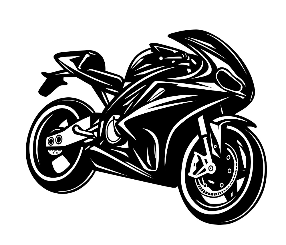 Black motorcycle silhouette. Vector Illustration EPS10. Black motorcycle silhouette isolated on white. Vector Illustration