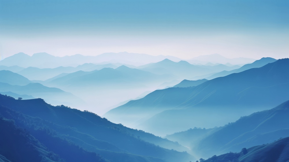 Hills and mountains blue background. Illustration Generative AI