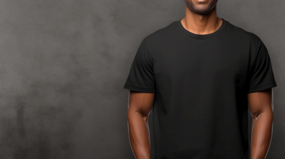 Closeup T-Shirt on men. Illustration Generative AI