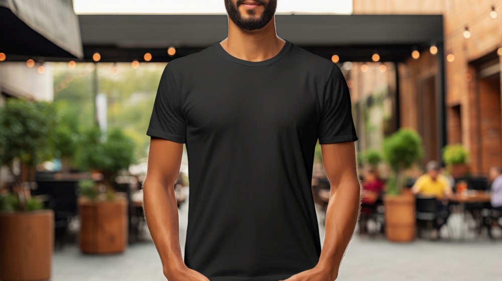 Closeup T-Shirt on men. Illustration Generative AI
