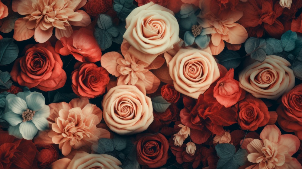 Rose flower background. Illustration Generative AI