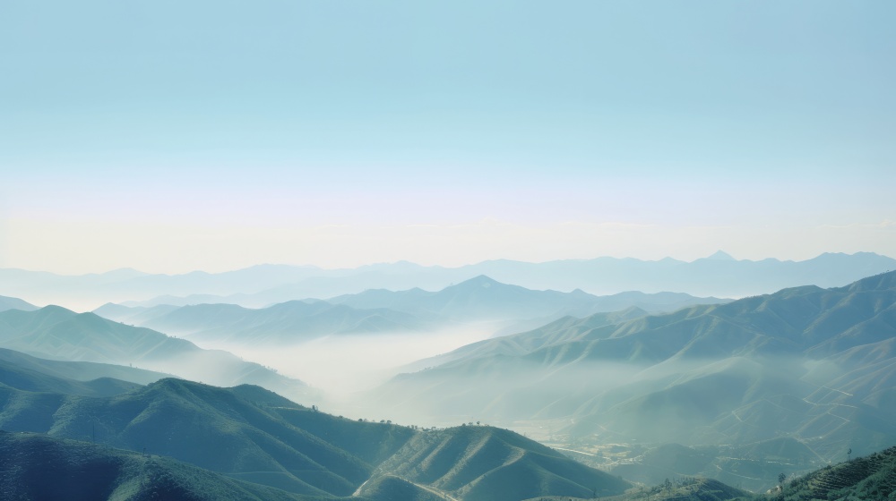 Hills and mountains blue background. Illustration Generative AI