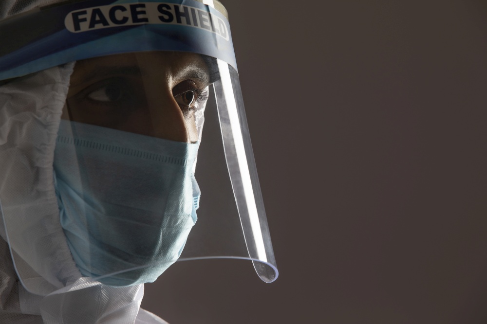 Close up of a doctor in PPE kit