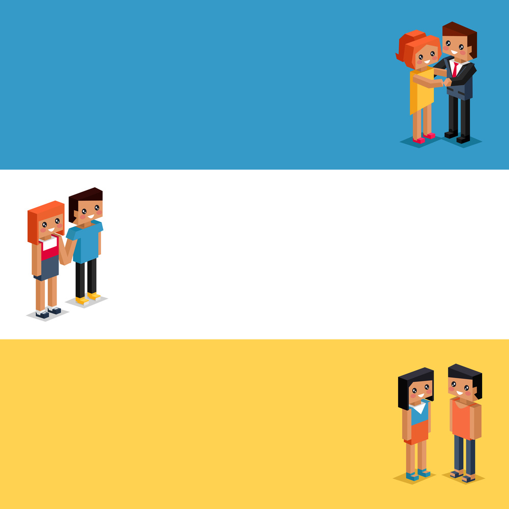Pixel art couple in love staying together, vector illustration isolated pixelated people, man and woman lovers. Young loving romantic couple in relationship, romance, happy husband and wife set. Pixel art couple in love staying together, vector illustration isolated people man and woman