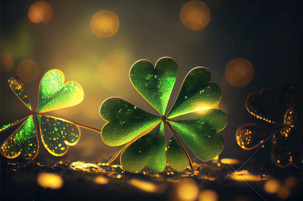 St Patricks Day background with shamrock clover leaves. St Patricks Day