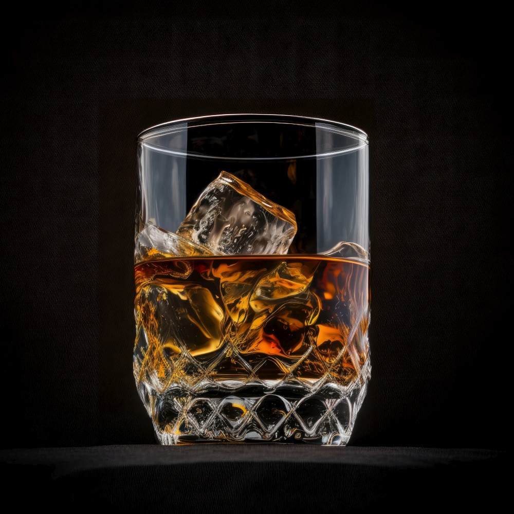 Glass of whiskey. Illustration Generative AI