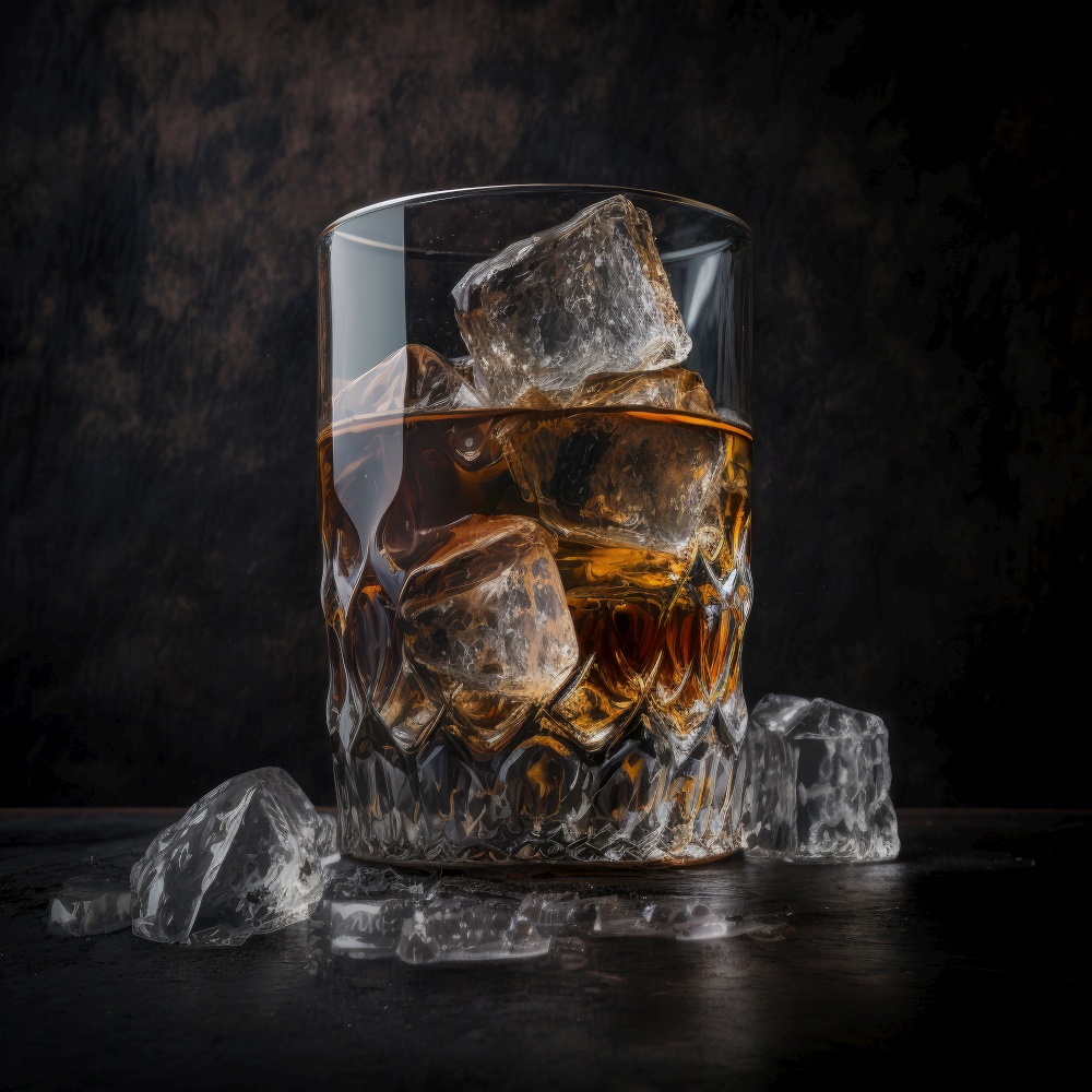 Glass of whiskey. Illustration Generative AI