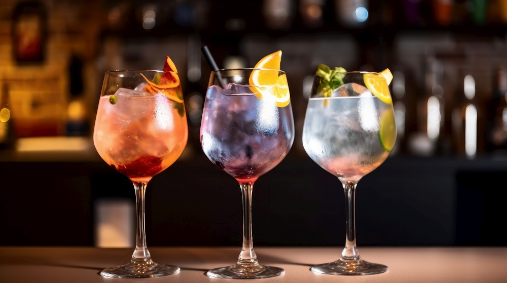 Alcoholic cocktail set. Illustration Generative AI