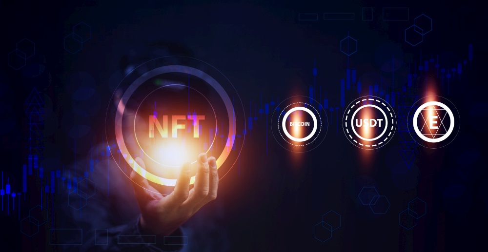 Businessman investor invest on NFT Non-Fungible Token Cryptocurrency digital asset for future