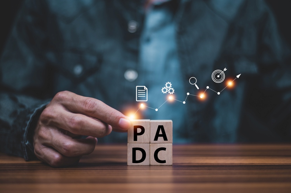 PDCA concept or plan do check action business management concept