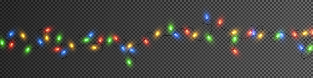 Christmas lights. Colorful Christmas garlands. Vector red, yellow, blue and green glow light bulbs on wires isolated. Christmas lights. Colorful Christmas garlands. Vector red, yellow, blue and green glow light bulbs on wires isolated.